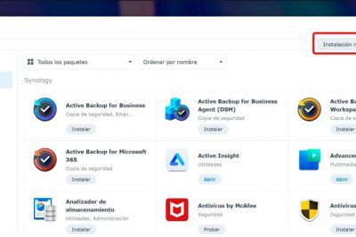 Instalación manual de paquetes Synology